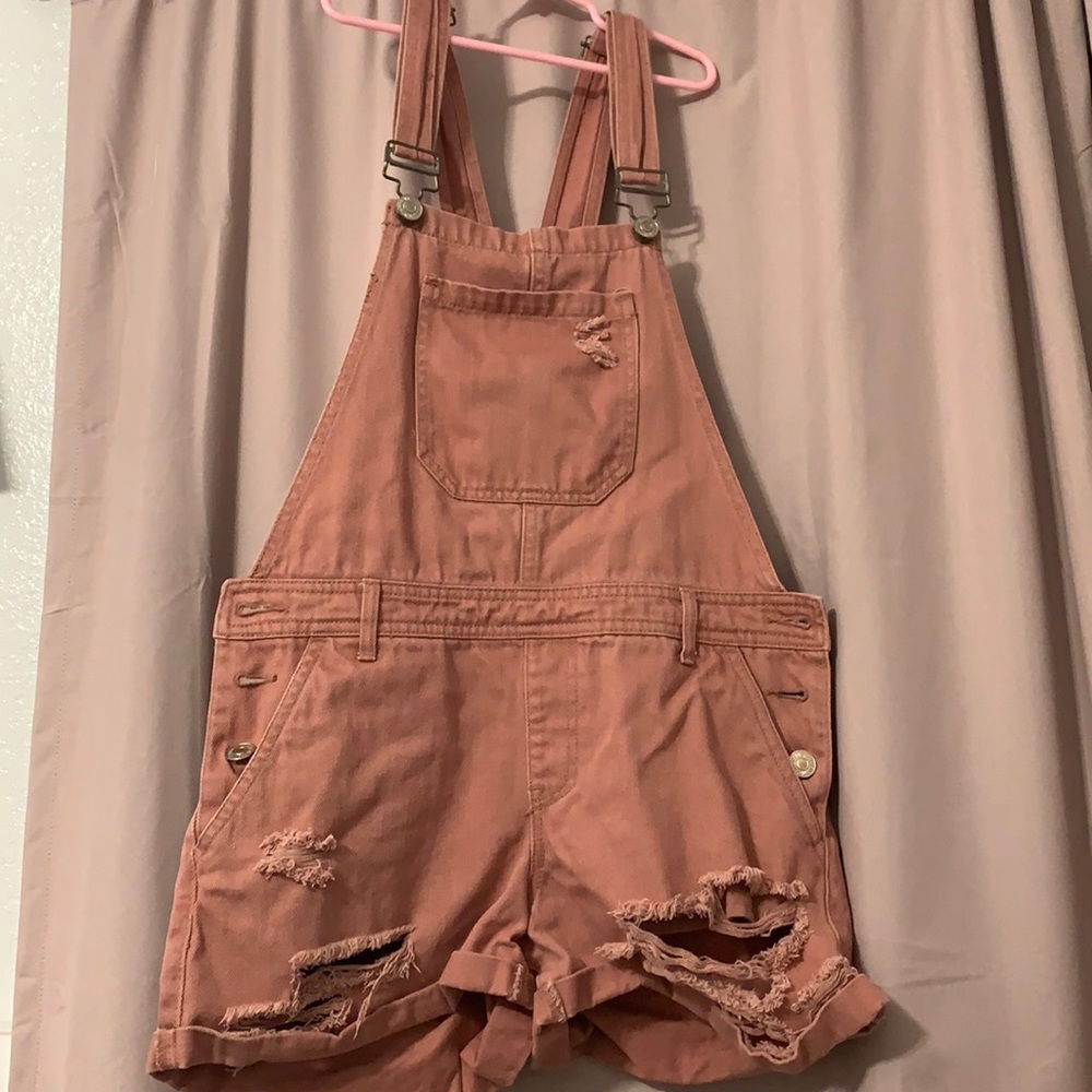 Forever 21 Coral Reddish-Pink Overalls Sho…